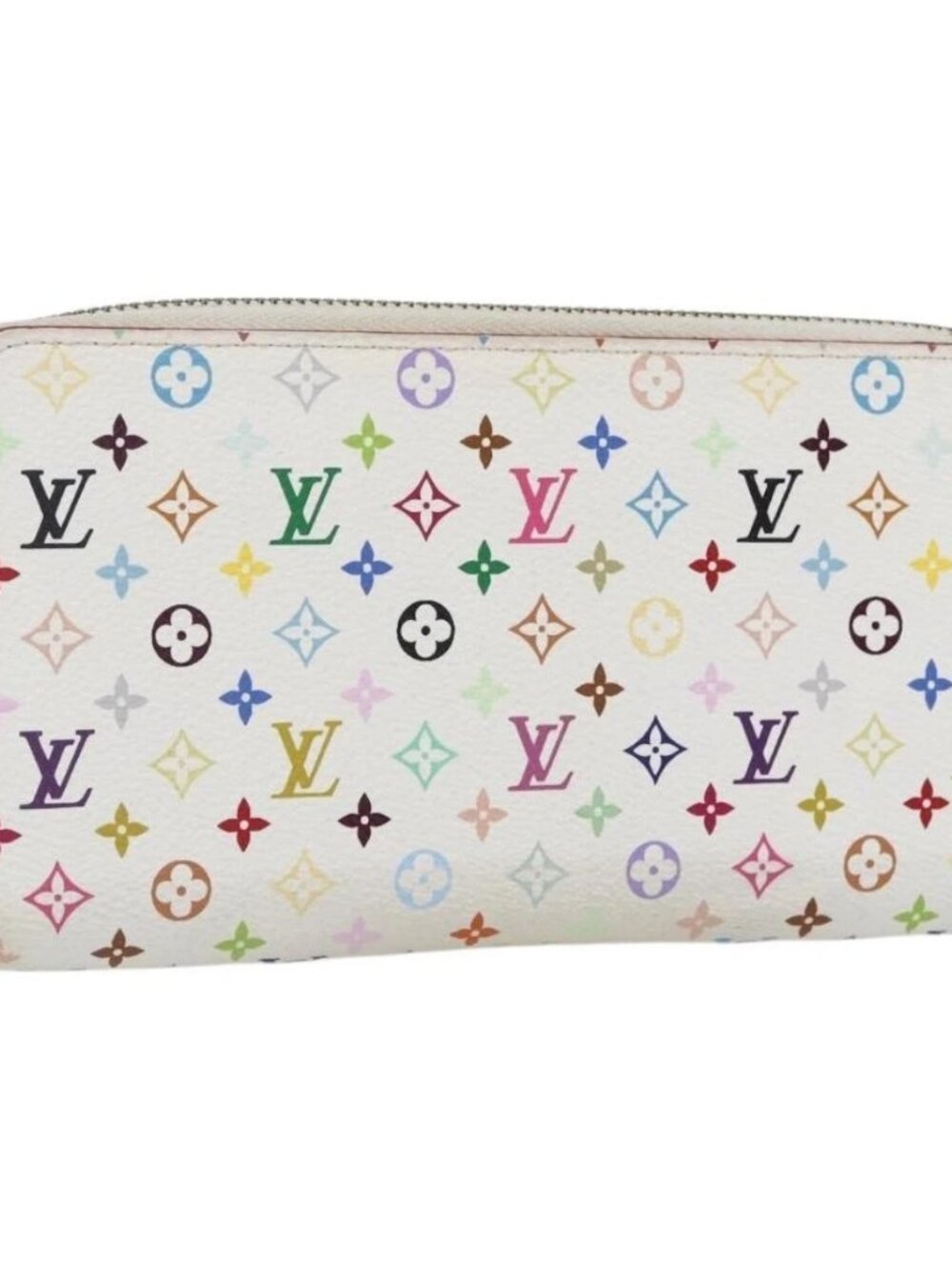LOUIS VUITTON Monogram Multicolor Zippy Wallet White M60241 LV Auth 164297